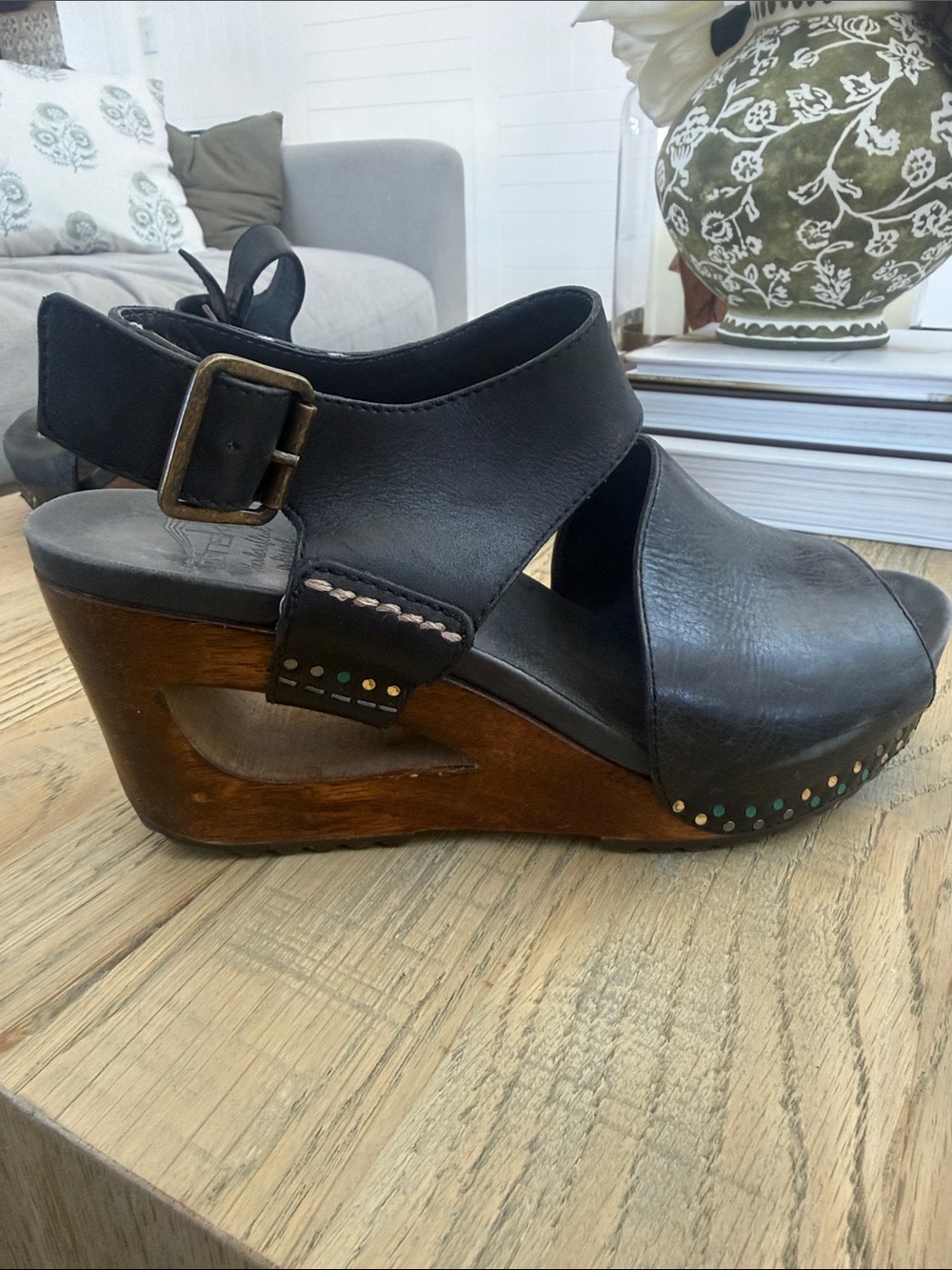 Dansko Women's Authentic Open-Toe Wooden Wedge Sandals size 38 - Picture 8 of 11